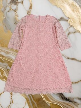 Girls' April Girl Pink Lace Dress with flower pattern